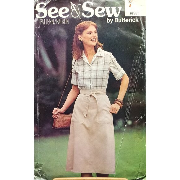 Vintage 70s Butterick 5952 See & Sew Shirt & Skirt Sewing Pattern Retro Fashion - Picture 1 of 2